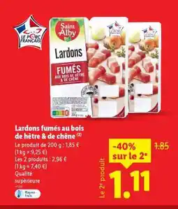 Lidl Lardons fumés au bois de hêtre & de chêne offre