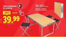 Lidl Table et tabourets de camping offre