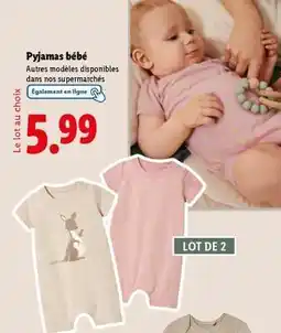 Lidl Pyjamas bébé offre
