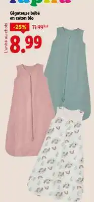 Lidl Gigoteuse bébé en coton bio offre