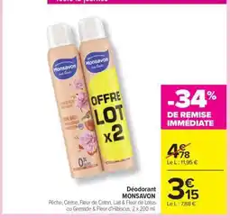Carrefour Déodorant MONSAVON offre