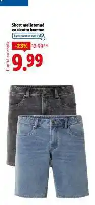 Lidl Short molletonné en denim homme offre