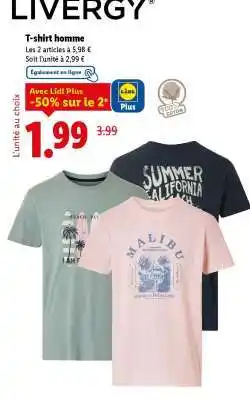 Lidl T-shirt homme offre
