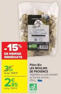Carrefour Market Pâtes Bio LES MOULINS DE PROVENCE offre