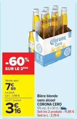 Carrefour Market Bière blonde sans alcool CORONA CERO offre