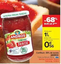 Carrefour Market Confiture -30% de sucres ANDROS offre