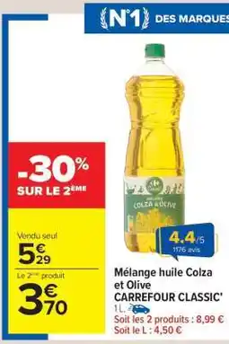 Carrefour Market Mélange huile Colza et Olive CARREFOUR CLASSIC' offre