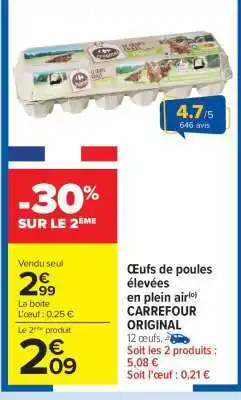 Carrefour Market Oeufs de poules élevées en plein air Carrefour Original offre