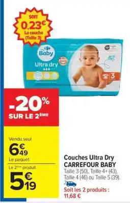 Carrefour Market Couches ultra dry CARREFOUR BABY offre