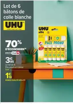 Carrefour Market Lot de 6 bâtons de colle blanche offre
