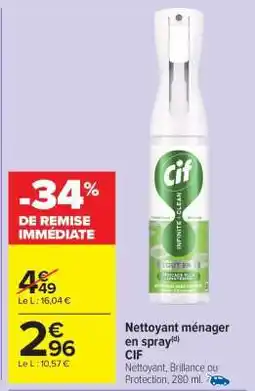 Carrefour Market Nettoyant ménager en spray CIF offre