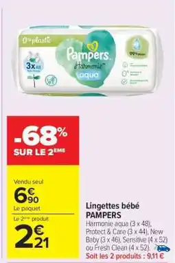 Carrefour Market LINGETTES BÉBÉ “PAMPERS” offre