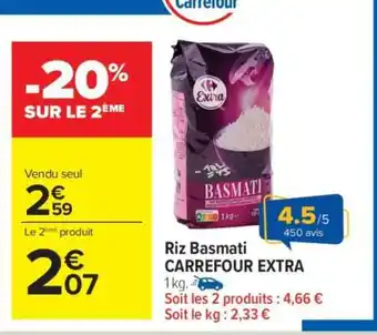 Carrefour Riz Basmati CARREFOUR EXTRA offre