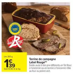 Carrefour Terrine De Campagne Label Rouge offre