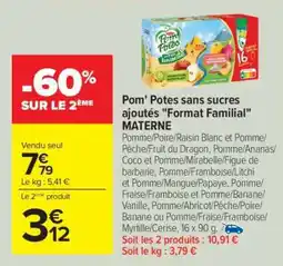 Carrefour Pom' Potes sans sucres ajoutés Format Familial MATERNE offre