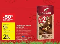 Carrefour TABLETTES DE CHOCOLAT CÔTE D'OR offre