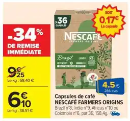 Carrefour Capsules de café Nescafé Farmers Origins offre