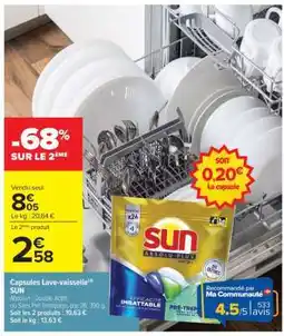 Carrefour Capsules Lave-vaisselle SUN offre