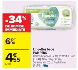 Carrefour LINGETTES BÉBÉ “PAMPERS” offre