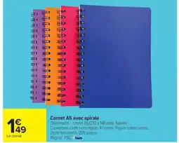 Carrefour Carnet A5 avec spirale offre