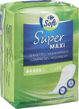 Carrefour CARREFOUR SOFT Serviettes hygiéniques Maxi offre