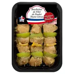 Carrefour SANS MEDAILLE 3 brochettes de filet de poulet thym citron offre