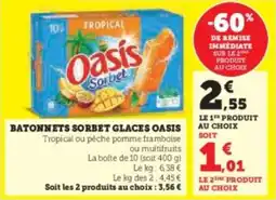 Hyper U Batonnets sorbet glaces oasis offre