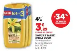 Hyper U Douche tahiti huile coco offre