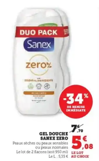 Hyper U Gel douche sanex zero offre