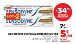Hyper U Dentifrice triple action sensodyne offre