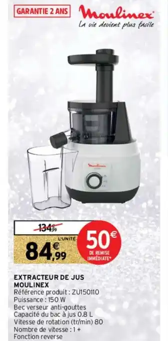 Intermarché Hyper Extracteur de Jus Moulinex offre