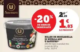U Express U SAVEURS Billes de mozzarella di bufala aop offre