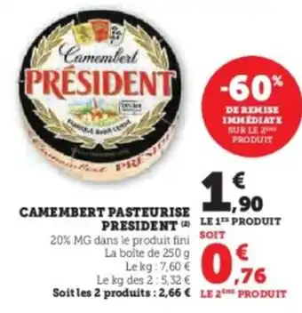 U Express PRESIDENT Camembert pasteurise offre