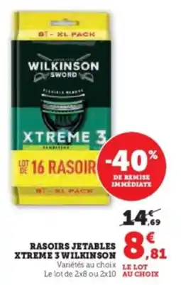 Hyper U Rasoirs jetables xtreme 3 wilkinson offre