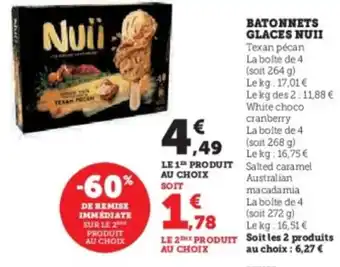 U Express NUII Batonnets glaces offre
