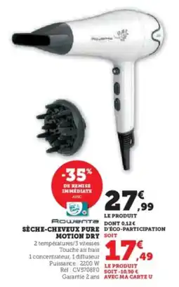 Hyper U Rowenta Sèche-cheveux pure motion dry offre