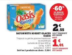 U Express OASIS Batonnets sorbet glaces offre