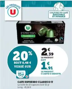 U Express U Cafe espresso classico offre