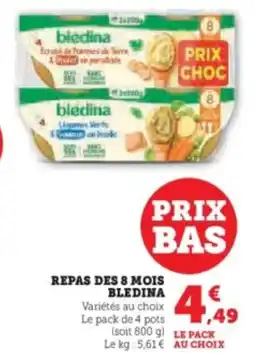 Hyper U Repas des 8 mois bledina offre