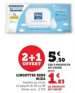 Hyper U Lingettes bebe mixa offre