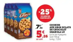 Hyper U Cookies aux gros eclats de chocolat granola lu offre