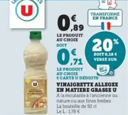 Hyper U Vinaigrette allegee en matiere grasse u offre