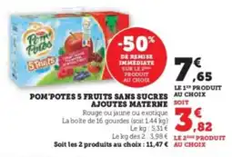 Hyper U Pom'potes 5 fruits sans sucres ajoutes materne offre