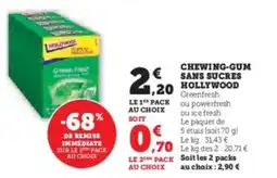 Hyper U Chewing-gum sans sucres hollywood offre