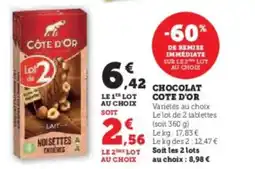 Hyper U Chocolat cote d'or offre