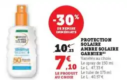 U Express GARNIER Protection solaire ambre solaire offre