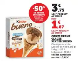 Hyper U Cones creme glacee kinder bueno offre