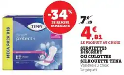 U Express TENA Serviettes discreet ou culottes silhouette offre
