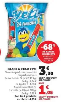 Hyper U Glace a l'eau yeti offre