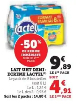 Hyper U Lait uht demi ecreme lactel offre